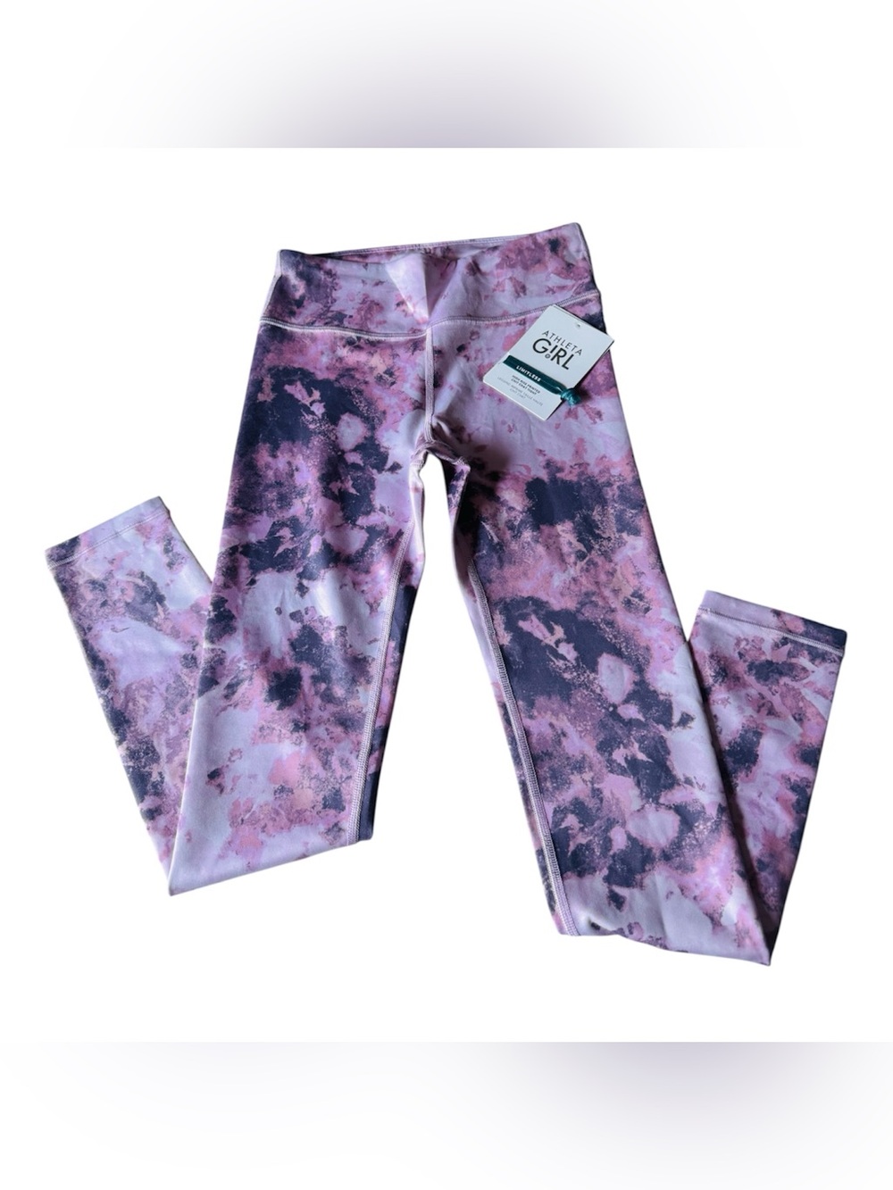 Athleta Pink and Black Tie-Dye Girls' Performance Leggings